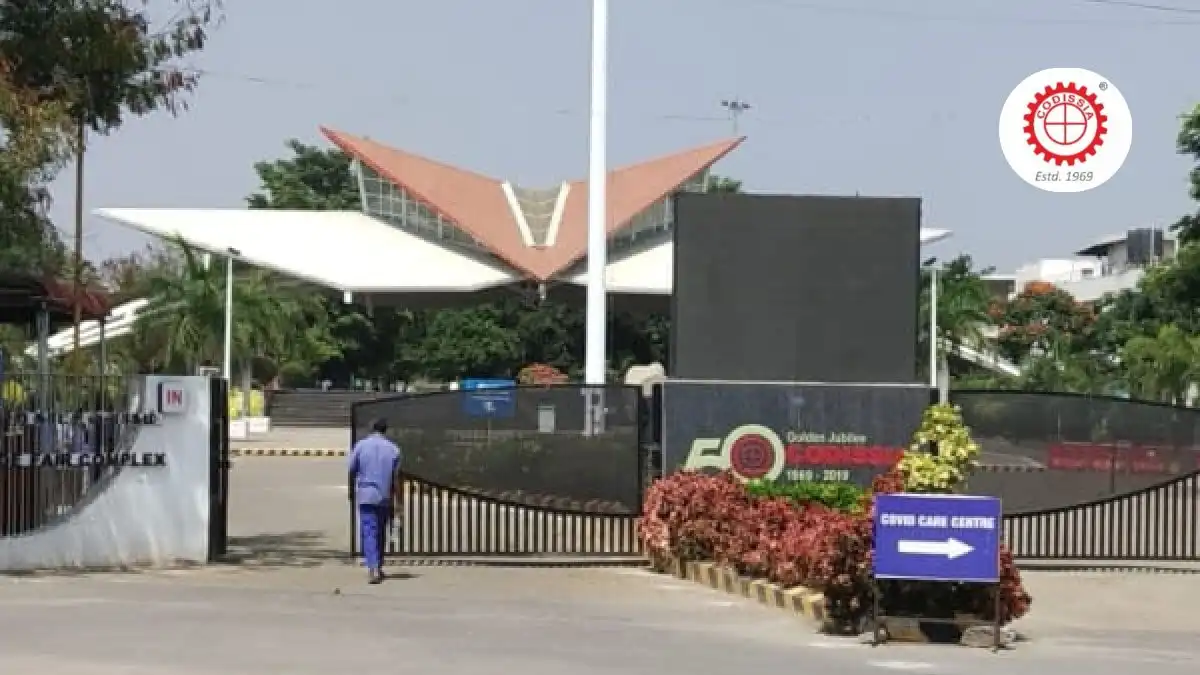 CODISSIA Trade Fair Complex entrance in Coimbatore showcasing the industrial exhibition venue and MSME association headquarters