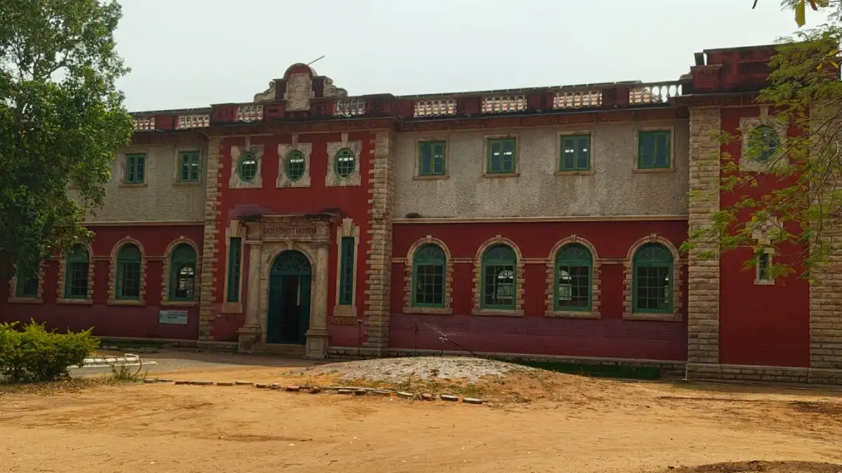 Exterior view of Gass Forest Museum in Coimbatore showcasing historic colonial-era architecture and heritage forest museum building