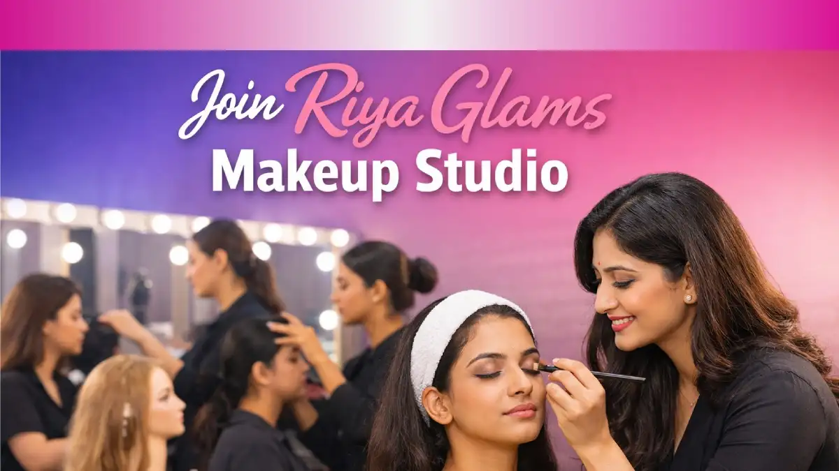 Students attending professional makeup training at Riya Glams Makeup Studio beauty academy in Coimbatore