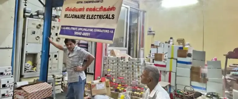 Millionaire Electricals ceramic fuse manufacturing shop front in Coimbatore, Tamil Nadu