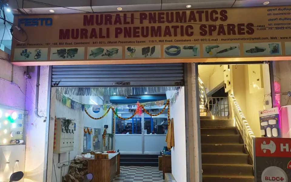 Murali Pneumatics Coimbatore storefront, authorized FESTO pneumatic products dealer and industrial spares supplier