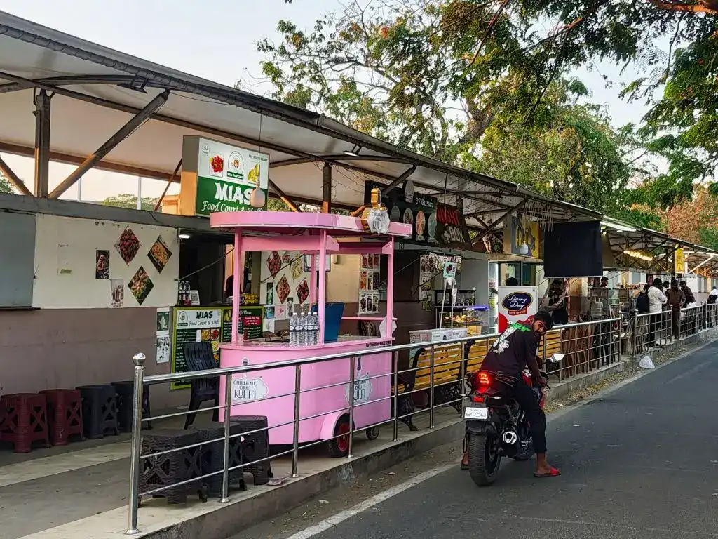 Street food stalls outside VOC Park Coimbatore