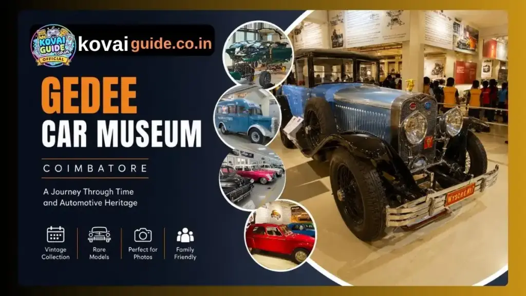 Modern featured image of Gedee Car Museum in Coimbatore showcasing vintage and classic cars with museum interiors