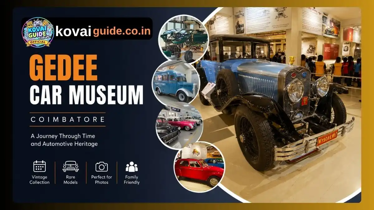 Modern featured image of Gedee Car Museum in Coimbatore showcasing vintage and classic cars with museum interiors
