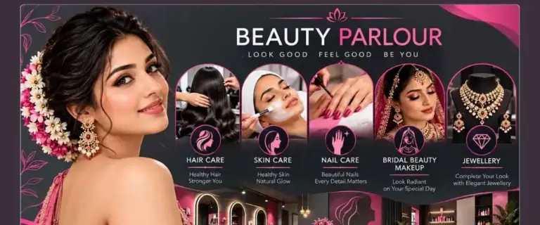Modern beauty parlour in Coimbatore offering hair care, skin care, nail care, bridal makeup and beauty services
