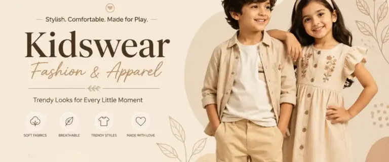 Kidswear fashion and apparel featuring stylish children's clothing in beige tones