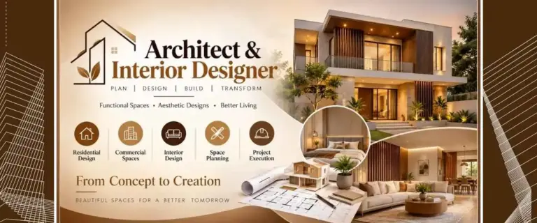 Modern architect and interior designer showcasing residential, commercial, interior and space planning services