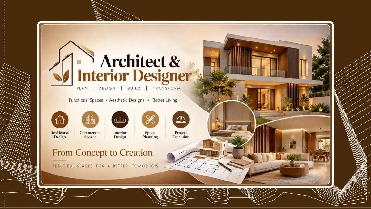 Modern architect and interior designer showcasing residential, commercial, interior and space planning services