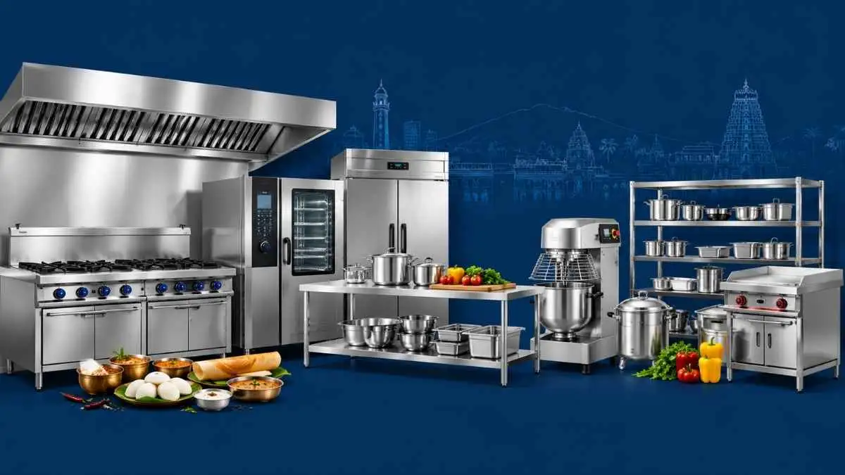 Kitchen equipment sellers in Coimbatore offering commercial cooking ranges, stainless steel kitchen equipment, ovens, mixers, and restaurant supplies.